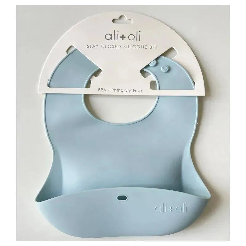 Ali + Oli - Silicone Baby Bib Roll Up & Stay Closed, Sky Image 3