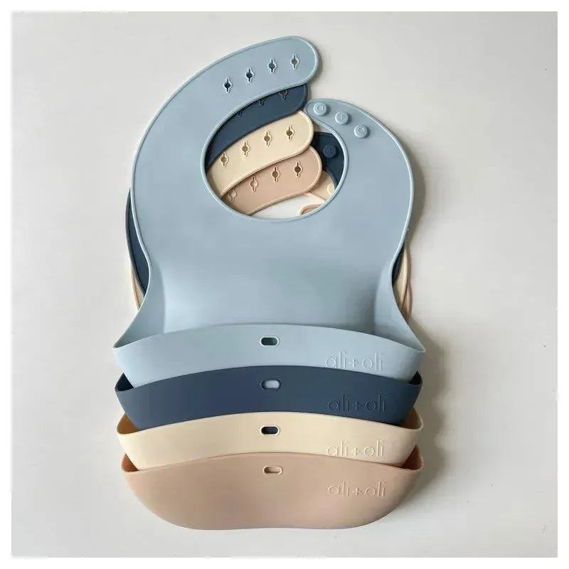 Ali + Oli - Silicone Baby Bib Roll Up & Stay Closed, Sky Image 4