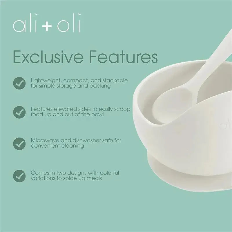 Ali + Oli - Silicone Suction Bowl & Spoon Set, Sage Image 5