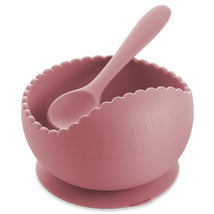 Ali + Oli - Silicone Suction Bowl & Spoon Set Wavy, Dusty Rose Image 1
