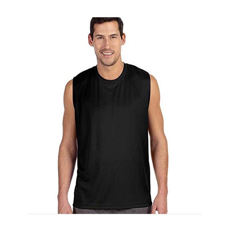 Alo Mens Performance Shooter T-Shirt, No Sleeve, Black Image 1