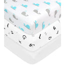 American Baby -100% Cotton Knit 5.7 Oz Value Jersey Fitted Bassinet Sheet 15 X 33 X 4, Grey Alphabet Image 1