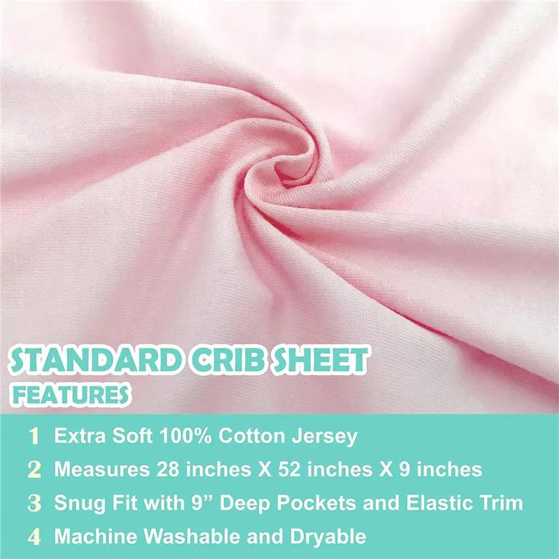 American Baby -100% Cotton Knit Jersey Fitted Crib Sheet, Pink Image 5