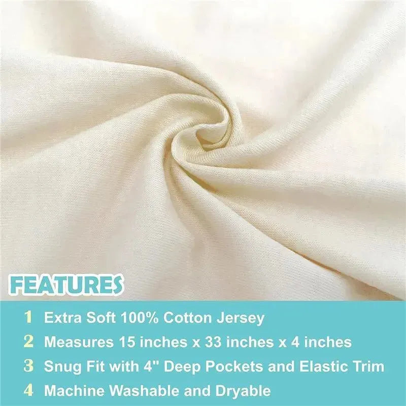 American Baby - 15 x 33 Fitted Bassinet Sheet, 100% Natural Cotton Jersey Knit, Cream Image 5