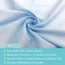 American Baby - Fitted Bassinet Sheet 100% Natural Cotton Jersey Knit, Blue Image 3