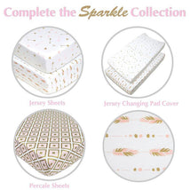 American Baby - Printed 100% Cotton Jersey Knit Fitted Crib Sheet, Sparkle Gold Image 2