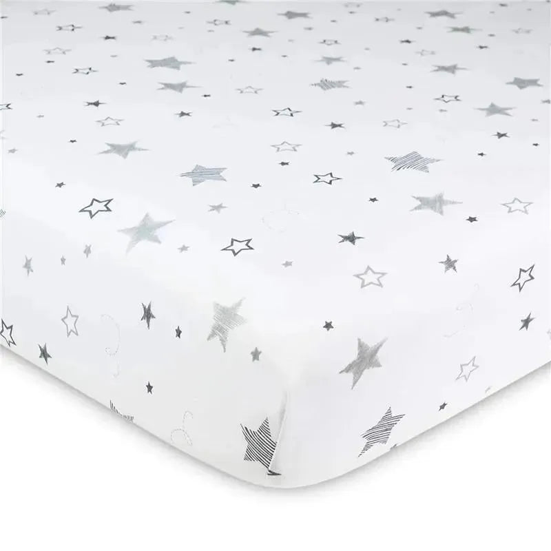 American Baby - Printed 100% Cotton Jersey Knit Fitted Crib Sheet, Super Stars Image 1