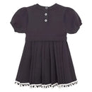 Armani Baby - Girl Short Sleeve Pleated Dress Logo, Navy Image 2