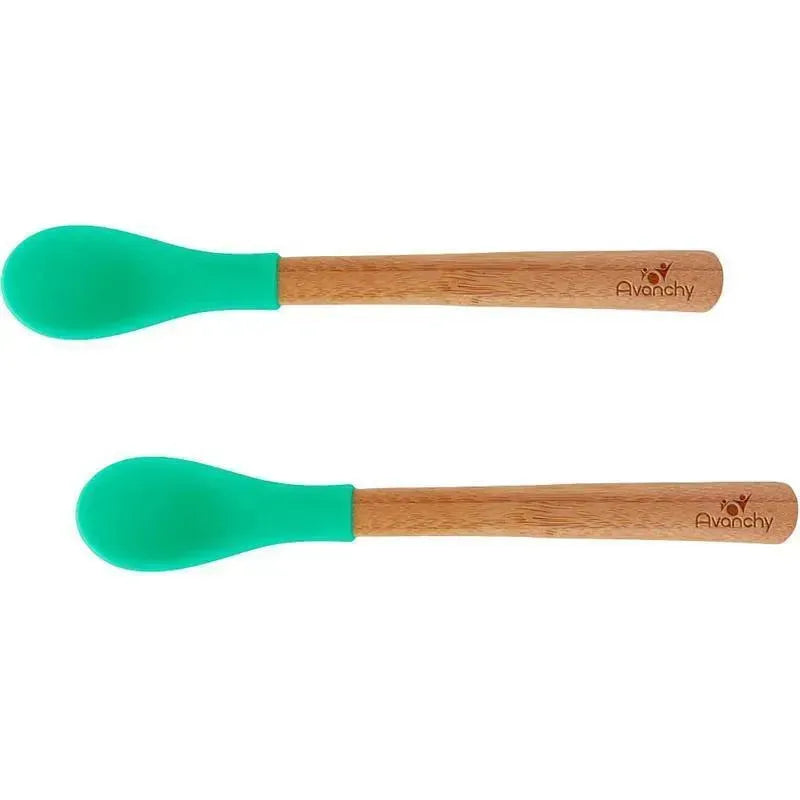 Avanchy Bamboo Infant Feeding Spoon Set, Green Image 1