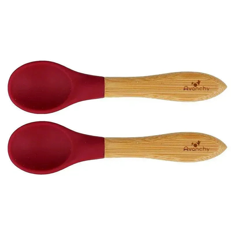 Avanchy Bamboo Infant Feeding Spoon Set, Magenta Image 1