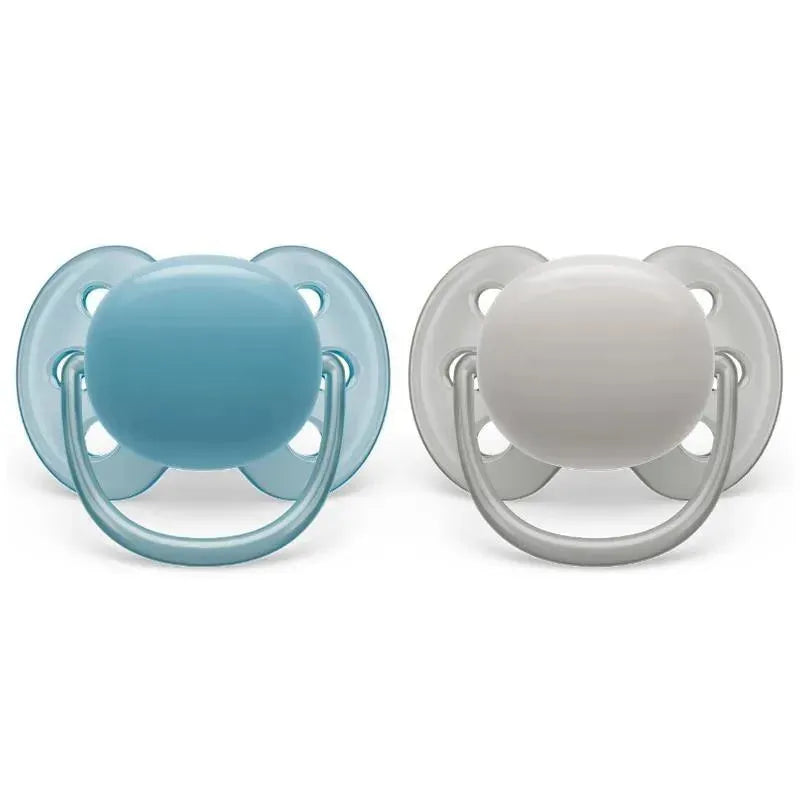 Avent - 2Pk Ultra Soft Pacifier Blue & Grey, 6/18M Image 1