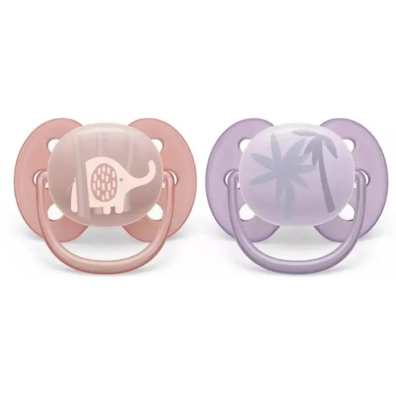 Avent - 2Pk Ultra Soft Pacifier Pink & Lavander, 0/6M Image 1