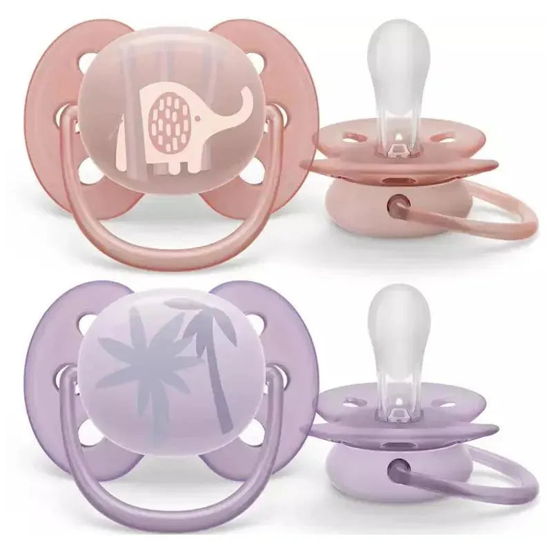 Avent - 2Pk Ultra Soft Pacifier Pink & Lavander, 0/6M Image 2