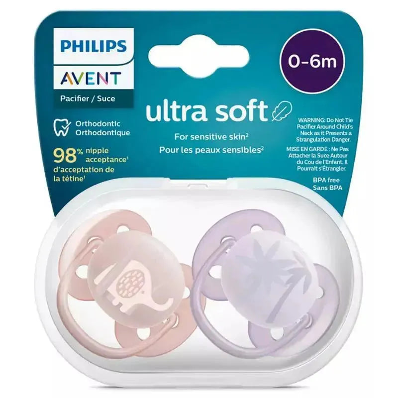 Avent - 2Pk Ultra Soft Pacifier Pink & Lavander, 0/6M Image 4