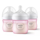 Avent - 3Pk Natural Baby Bottle With Natural Response Nipple, Pink, 4Oz Image 1