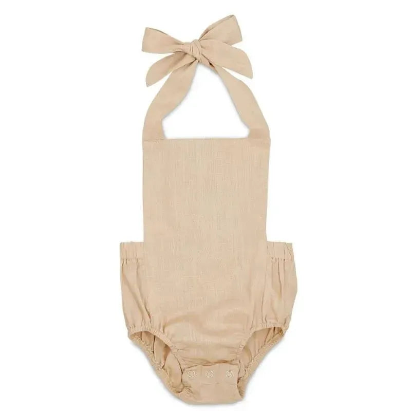 Babe Basics - Linen Baby Romper, Oatmeal Image 1