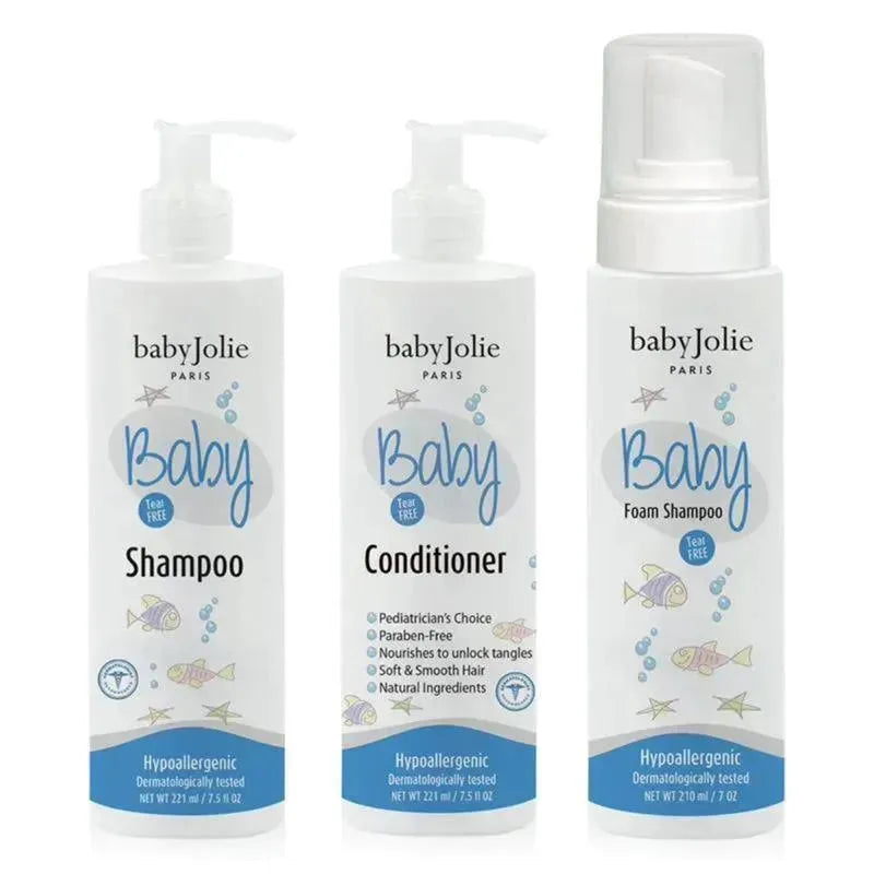 Baby Jolie - Hair Care Set For Infant And Toddlers (Shampoo, Conditioner & Foam Shampoo), Tear Free Image 1