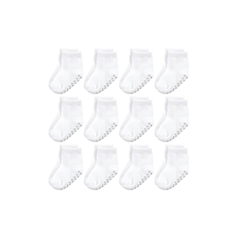 Baby Vision - 12Pk Baby Unisex Organic Non Skid Socks, White, 6/12M Image 1