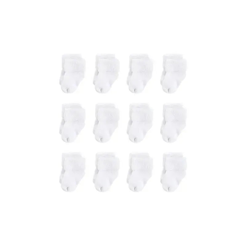 Baby Vision - 12Pk Baby Unisex Terry Socks, White, 6/12M Image 1