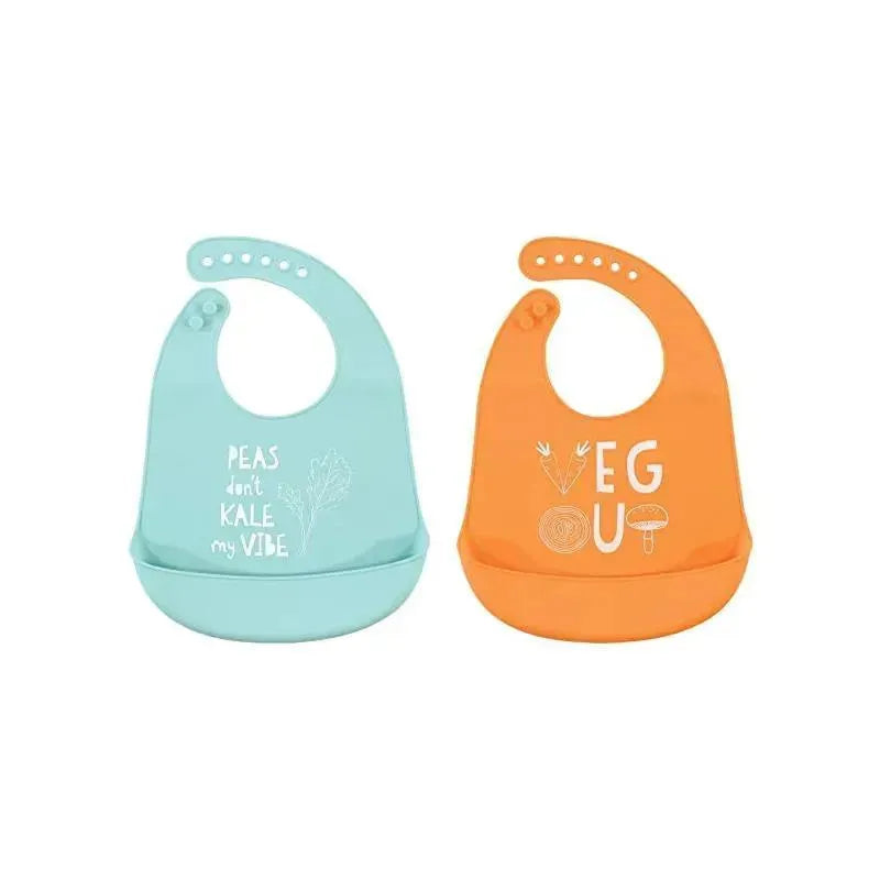 Baby Vision - 2Pk Hudson Baby Unisex Silicone Bibs, Kale Image 1