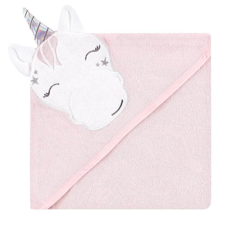 Baby Vision - 3Pk Hudson Baby Cotton Rich Hooded Towels, Pink Unicorn Image 3