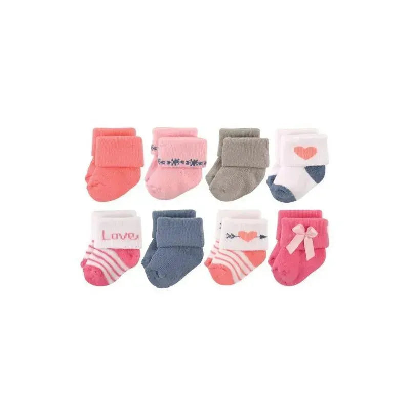 Baby Vision - 8Pk Baby Girl Terry Socks, Love, 0/6M Image 1