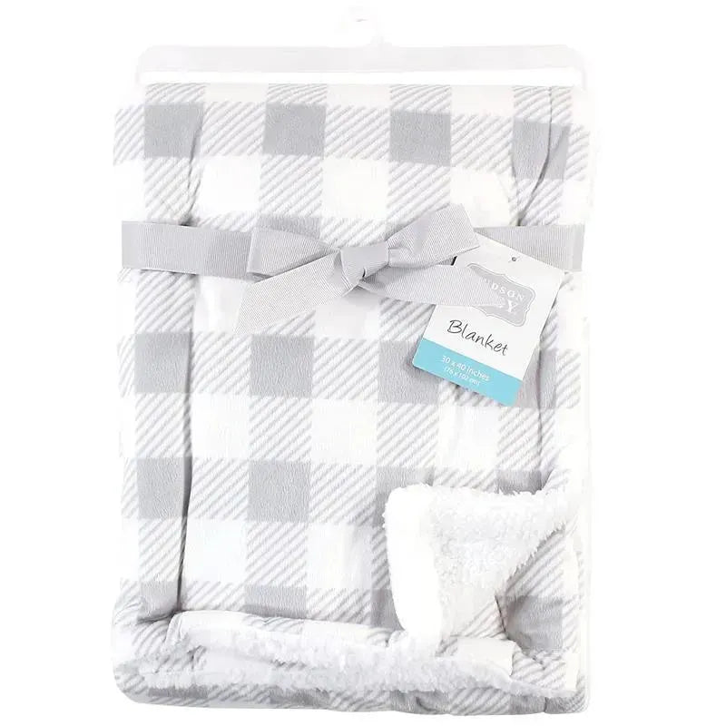 Baby Vision Blanket with Sherpa Back, Gray Plaid Image 2
