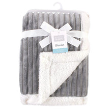 Baby Vision Corduroy Blanket with Sherpa Backing and Trim, Gray Image 3