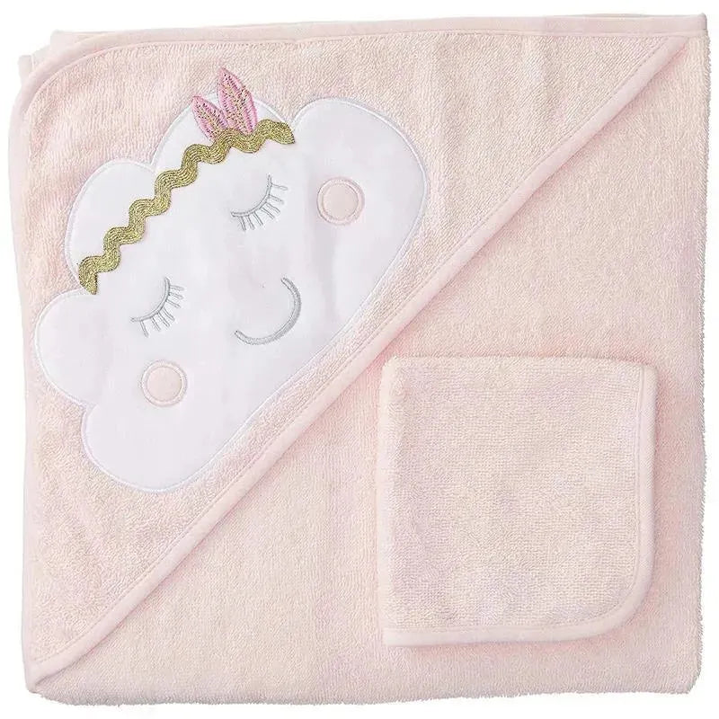 Baby Vision - Hudson Baby Cotton Hooded Towel and Washcloth, Boho Cloud Image 1