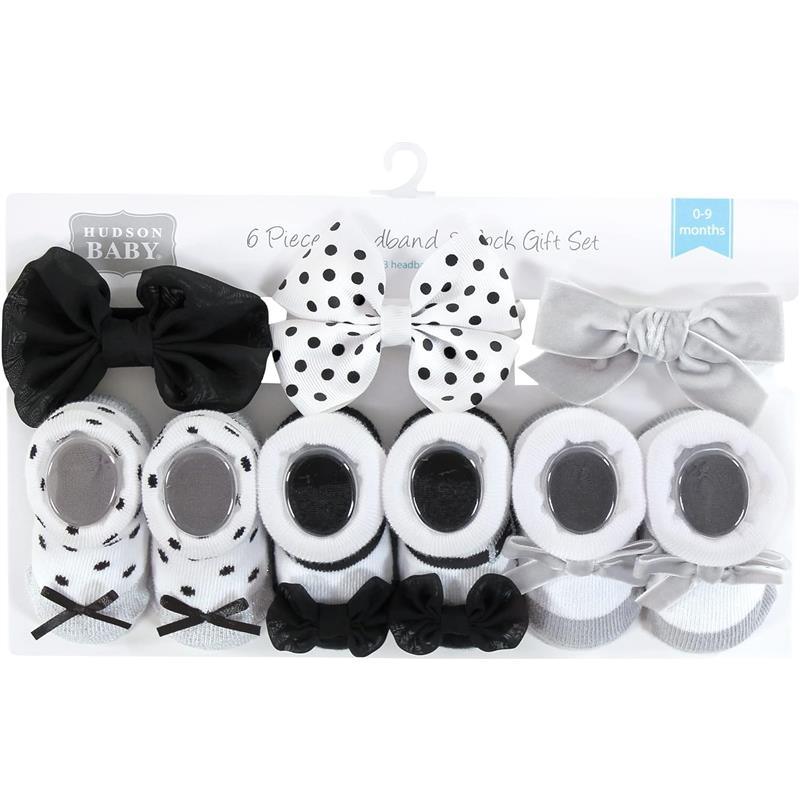 Baby Vision - Hudson Baby Girl's Headband and Socks Giftset, Black/Silver Image 3