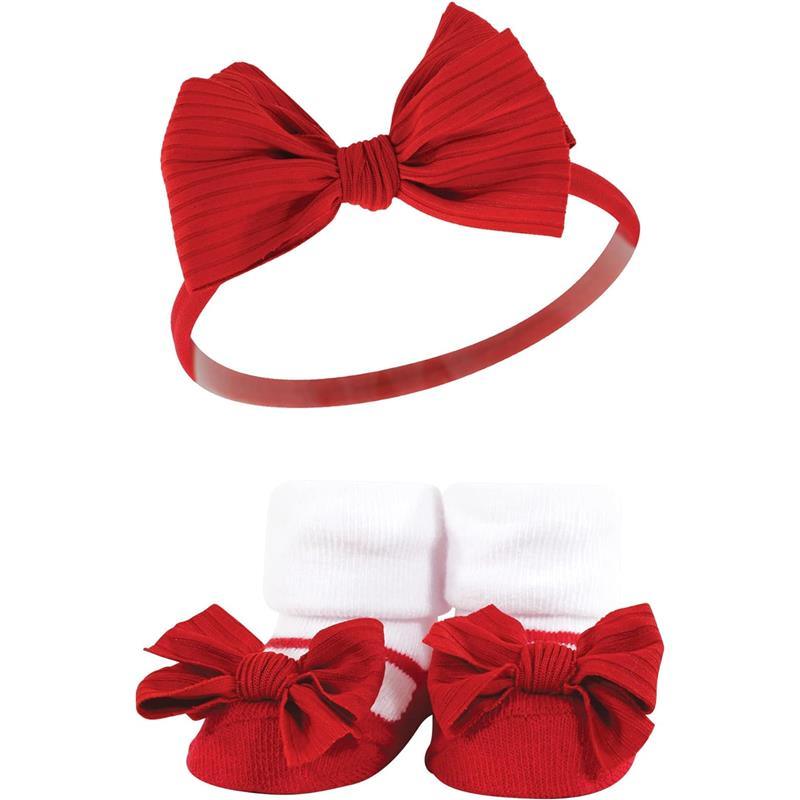 Baby Vision - Hudson Baby Girl's Headband and Socks Giftset, Red Chambray Image 4