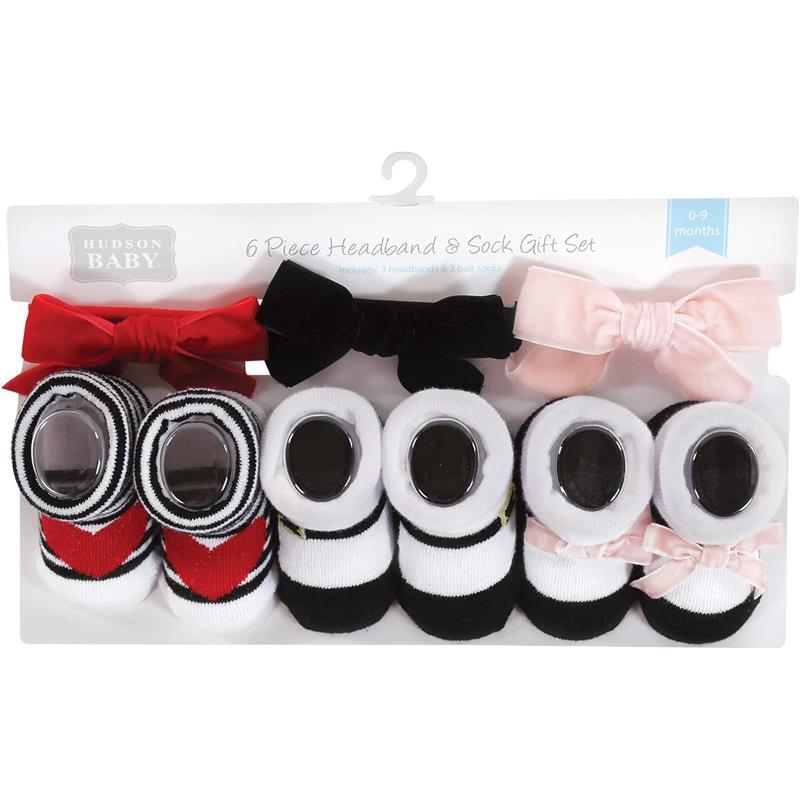 Baby Vision - Hudson Baby Girl's Headband and Socks Giftset, Red Pink Image 4