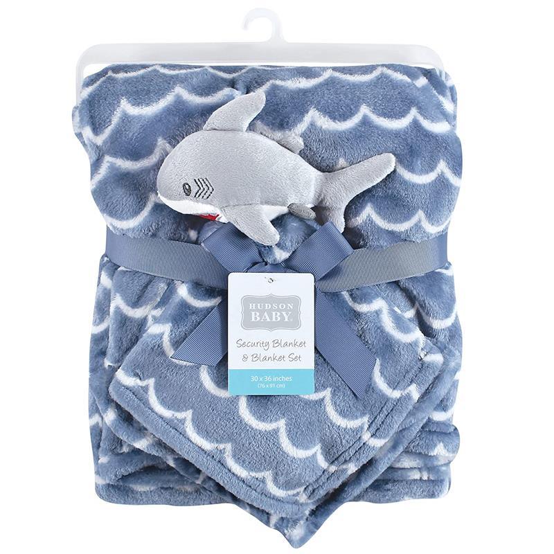 Baby Vision - Hudson Baby Plush Blanket with Security Blanket, Shark Image 4