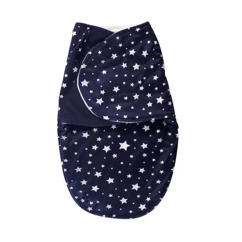 Baby Vision - Hudson Baby Plush Swaddle Wrap, Navy Star, 0/3M Image 1