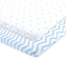 Baby Vision - Luvable Friends Unisex Baby Fitted Playard Sheet, Blue Chevron Stars Image 1