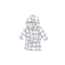 Baby Vision Plush Bathrobes 0-9M, Gray Plaid Image 1