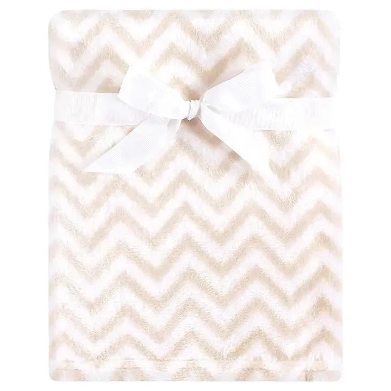 Baby Vision Silky Plush Blanket, Tan Chevron Image 1