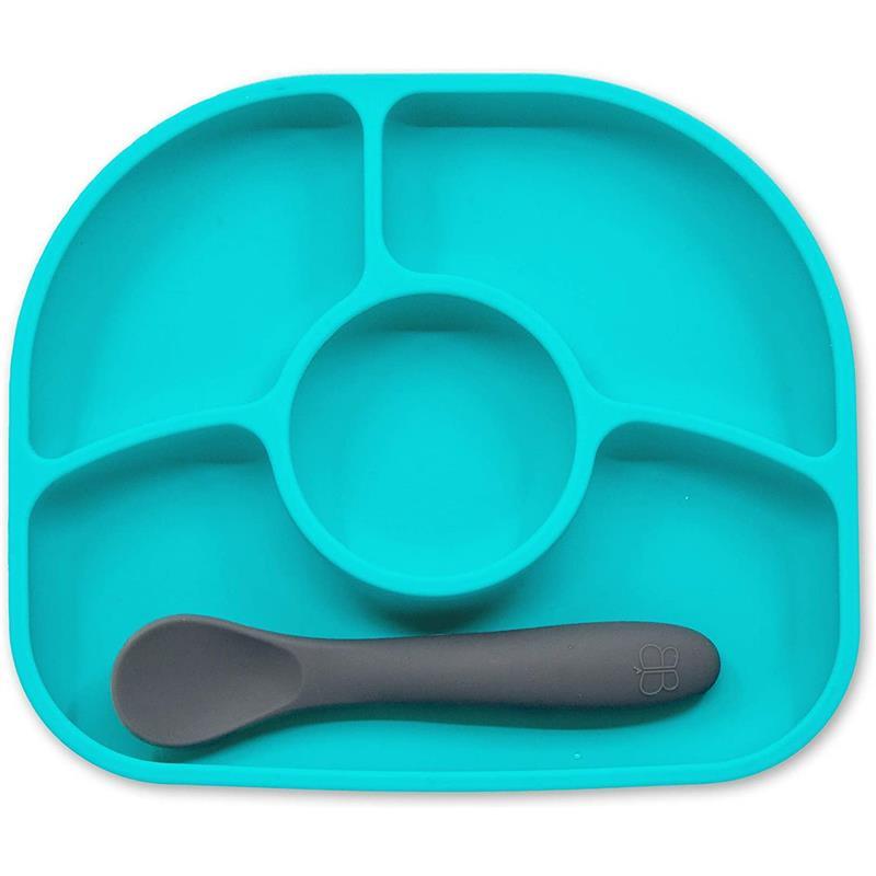 Bbluv - Yümi 4-Section Silicone Plate And Spoon, Aqua Image 1