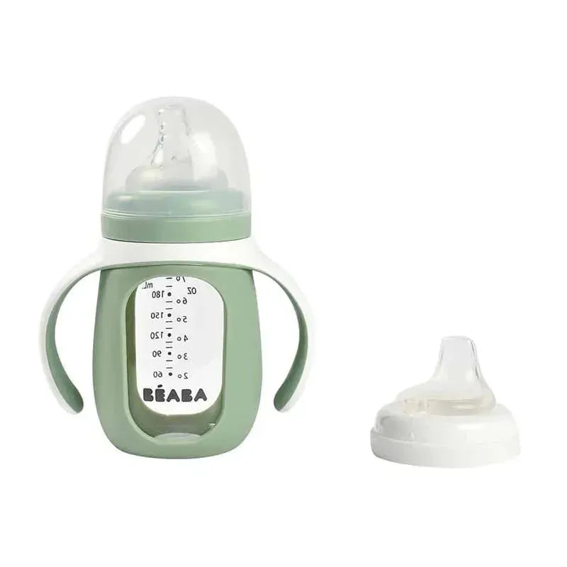 Beaba - 2-In-1 Glass Training Cup, Sage Image 5
