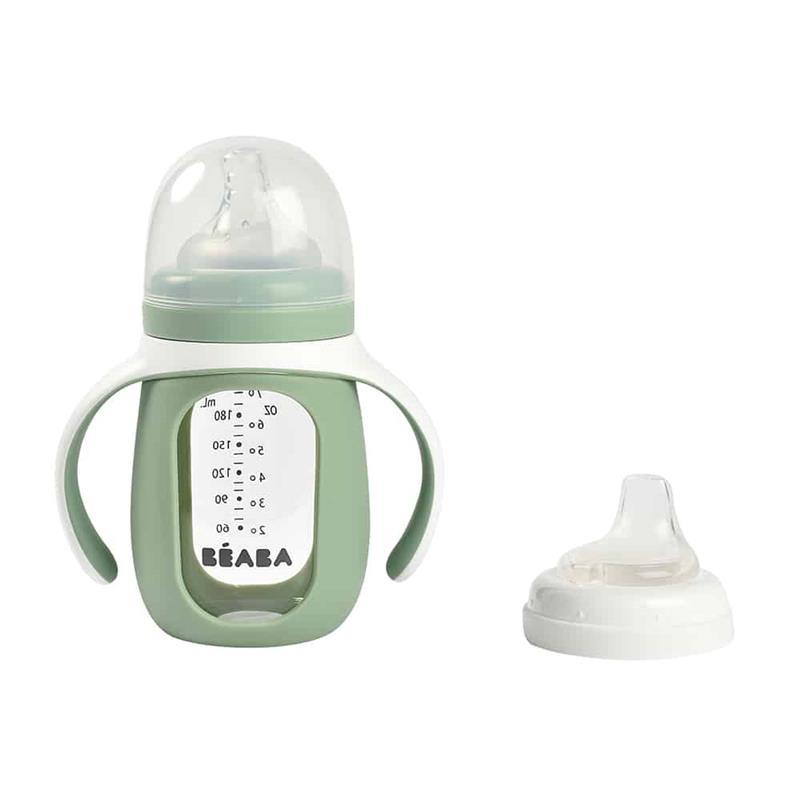 Beaba - 2-In-1 Glass Training Cup, Sage Image 5