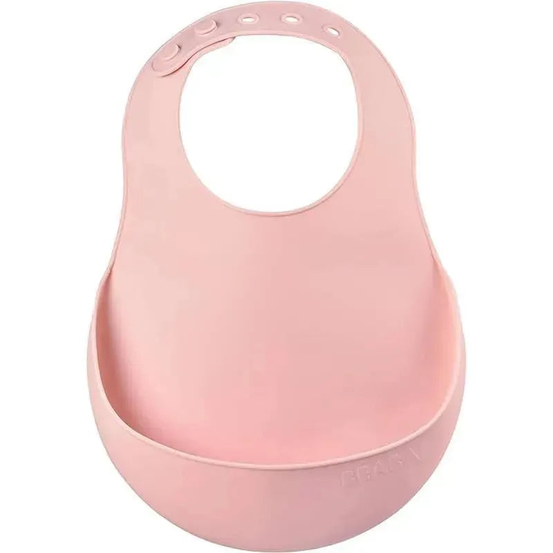 Beaba - 2Pk Silicone Baby Bib, Cloud/Rose Image 2