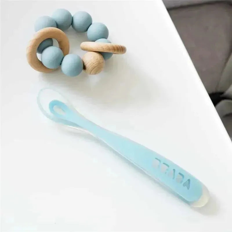 Beaba - First Foods Single Silicone Spoon, Rain Image 3