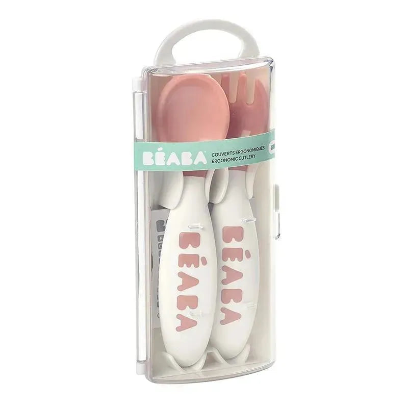 Beaba - 2Pk Second Stage Ergonomic Cutlery, Rose Image 1