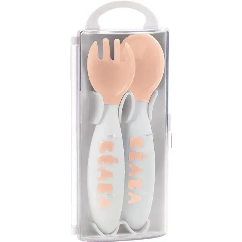 Beaba - 2Pk Second Stage Ergonomic Cutlery, Rose Image 7