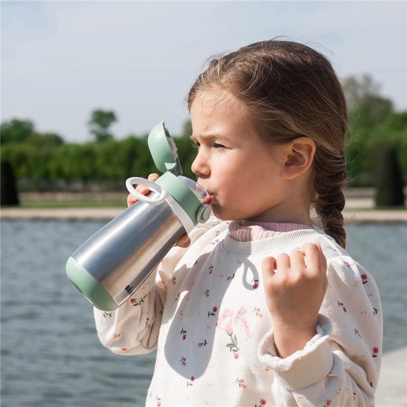 BEABA Botella de agua de acero inoxidable para niños, botella de agua  aislada para bebés a niños pequeños, botella de agua para niños pequeños  (rosa)