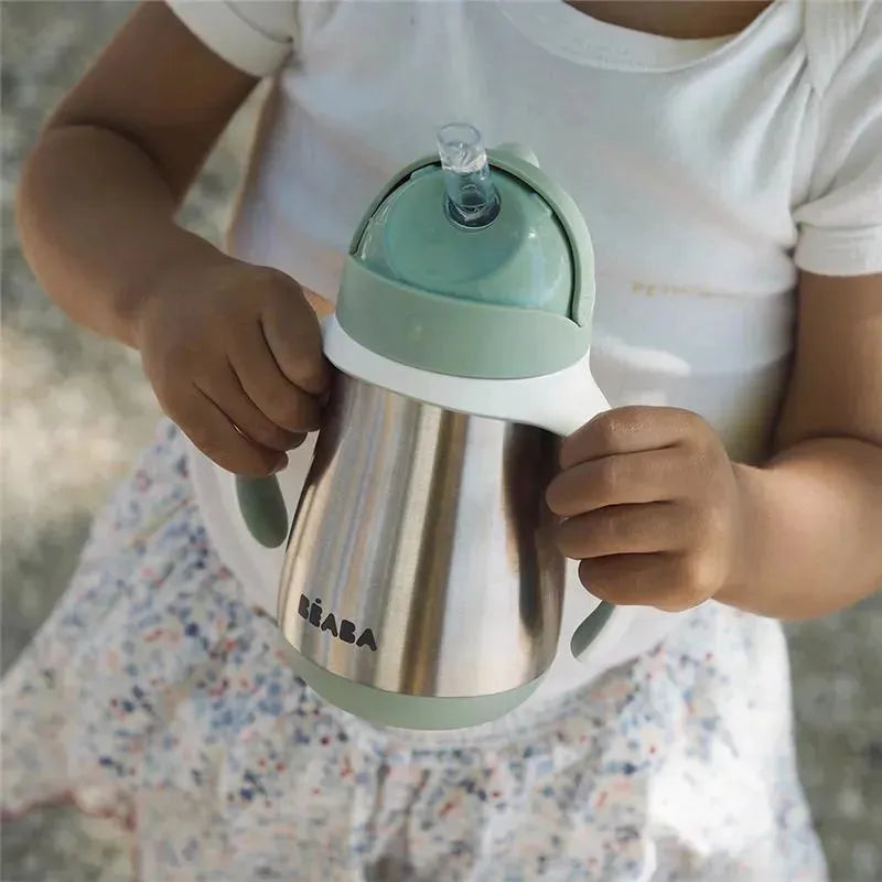 Beaba - Stainless Steel Straw Sippy Cup, Sage Image 3