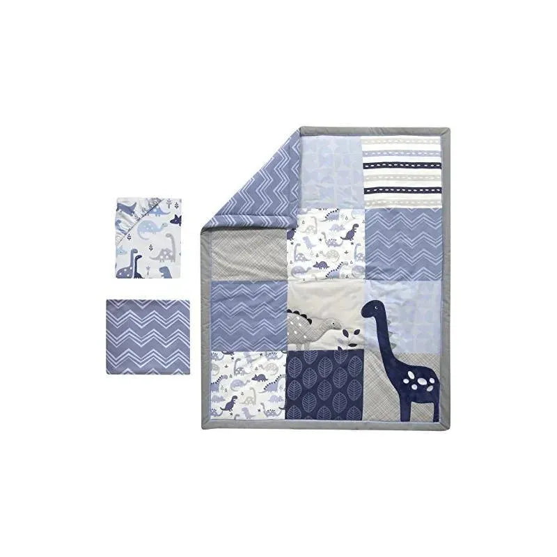 Bedtime Originals Roar Dinosaur 3 Piece Crib Bedding Set, Blue/Gray Image 1