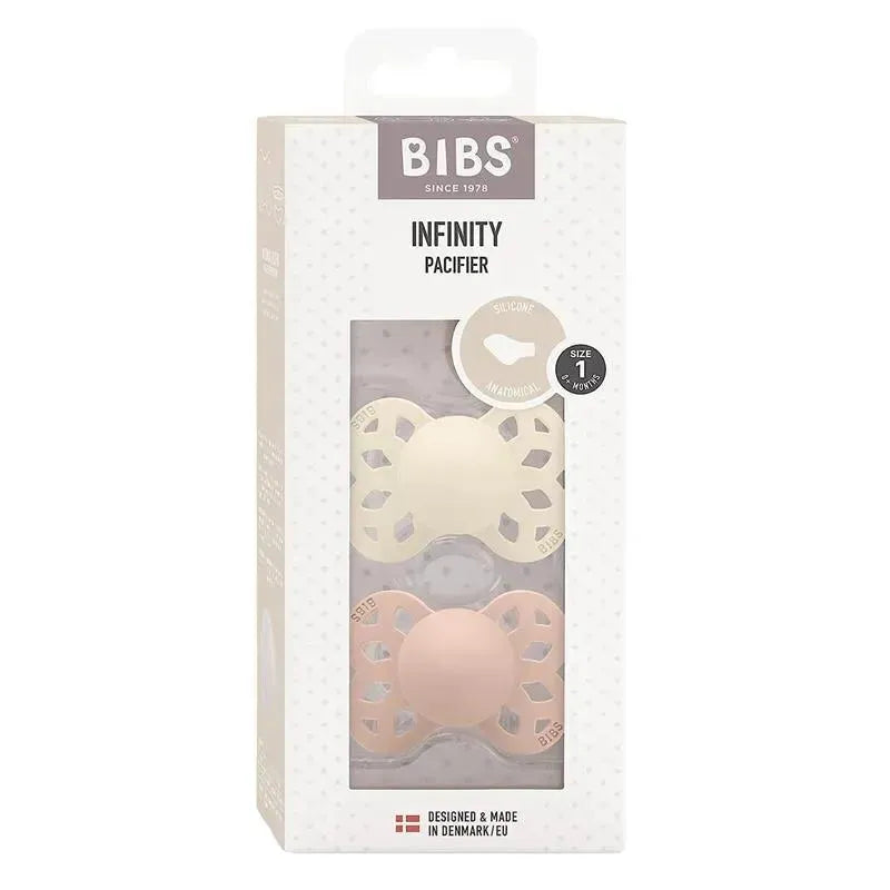 BIBS - 2Pk Ivory/Blush Infinity Anatomical Pacifier, 0/6M Image 2