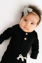 Black Ribbed Bodysuit - MacroBaby