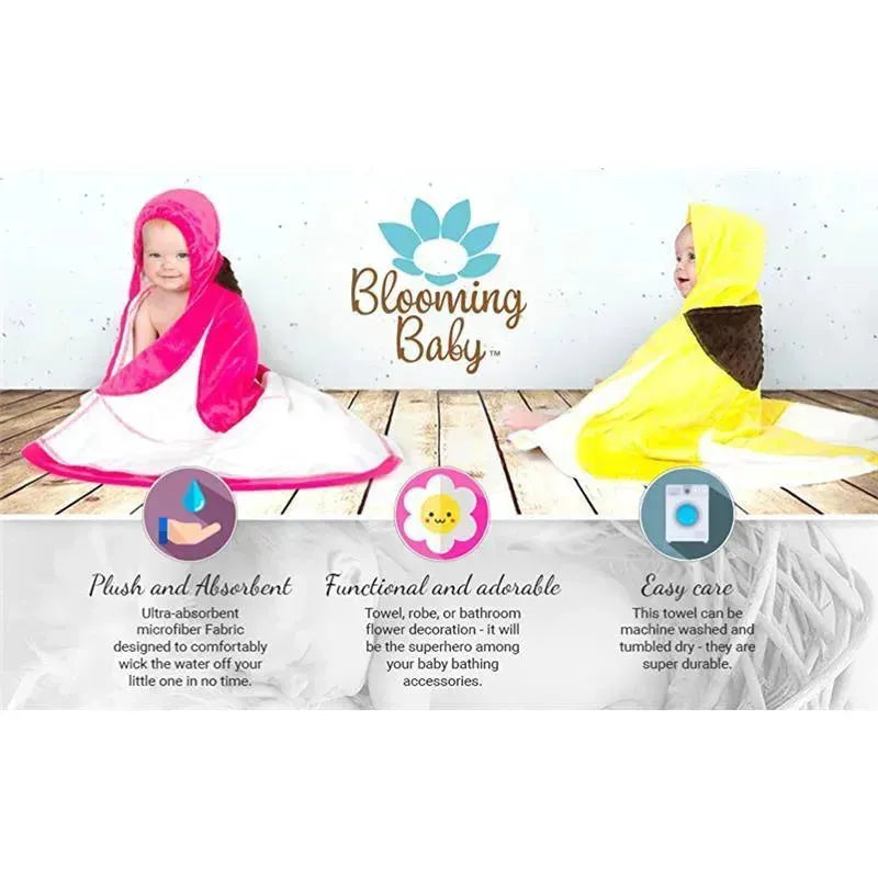 Blooming Bath Plush Hooded Bath Towel - Pink Image 6